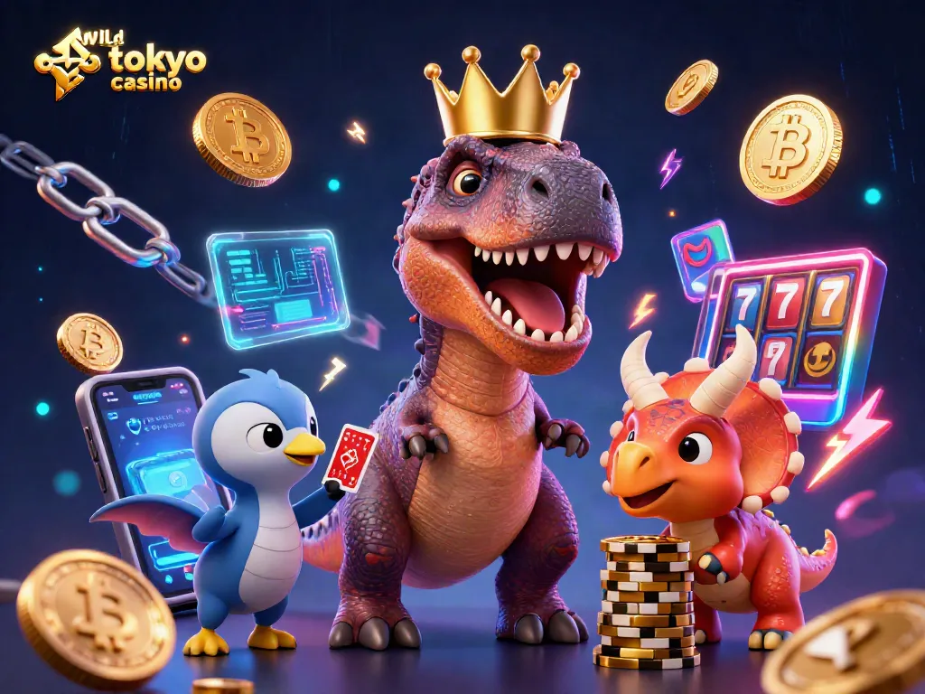 Experience excitement with wild tokyo casino in this vibrant poker and crypto-themed scene.