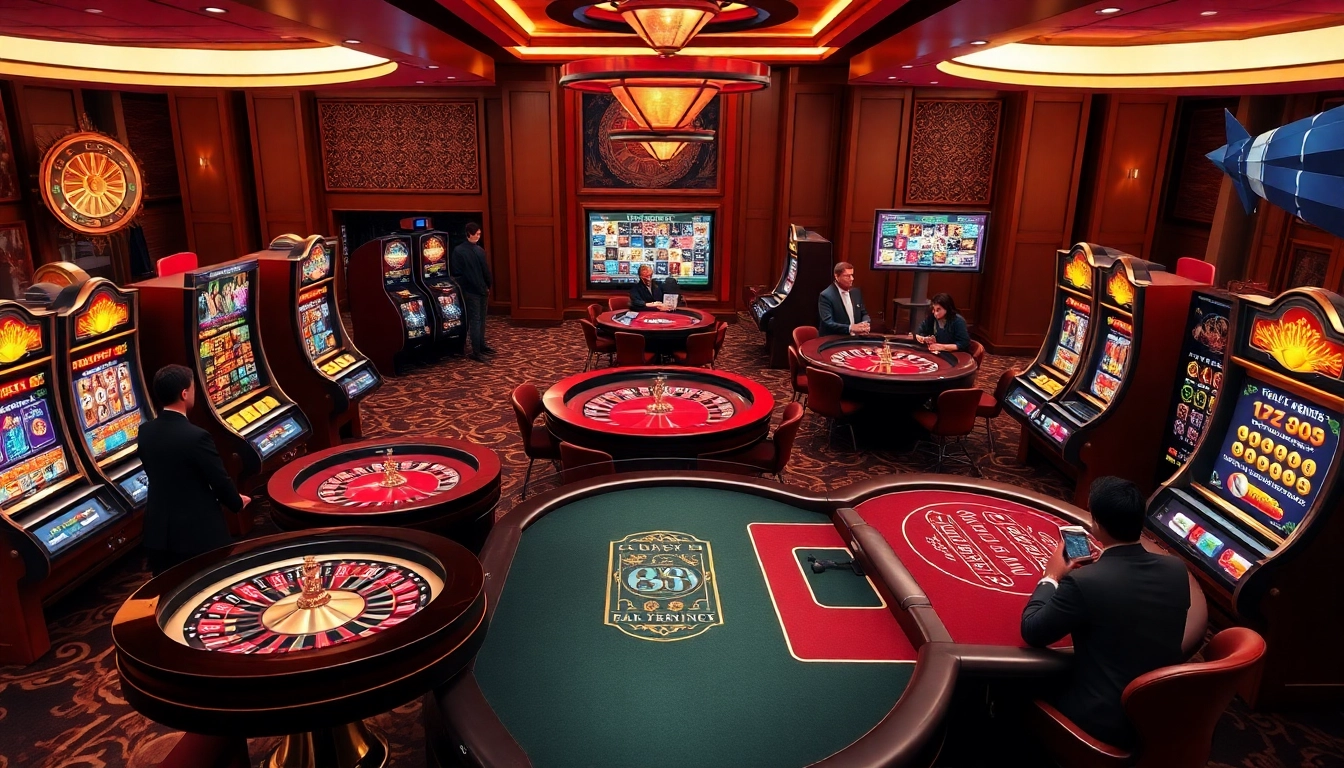 Place your bets at https://red88.day/ in a vibrant casino scene filled with excitement and luxury.
