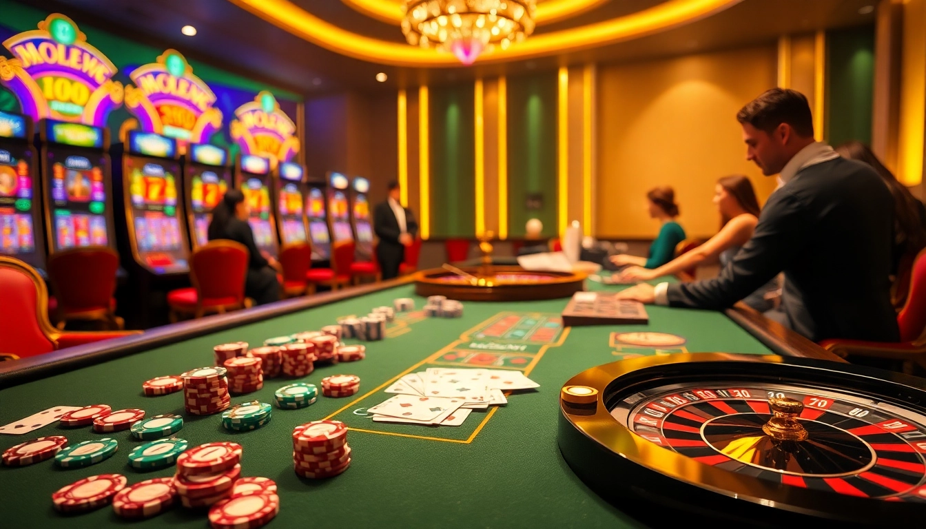 Experience the thrill of luckywin at a luxurious casino table with vibrant poker chips and cards.