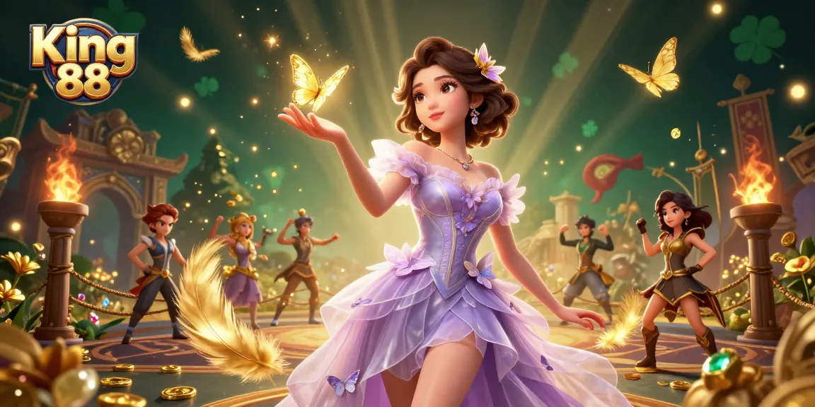 Engage with King 88 in this vibrant 3D illustration depicting a stunning atmosphere of online casino gaming.