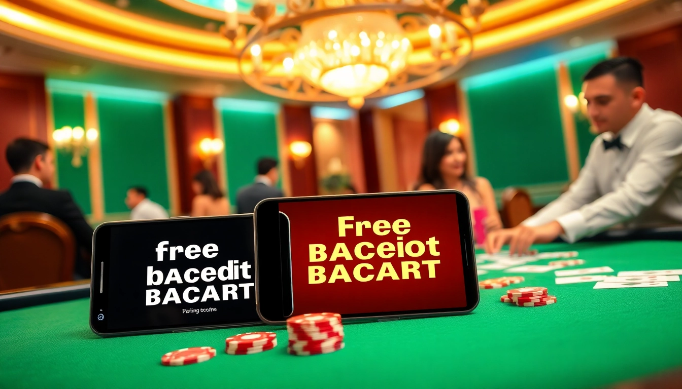 Engaging players in a thrilling game of free credit baccarat at a luxurious casino table.