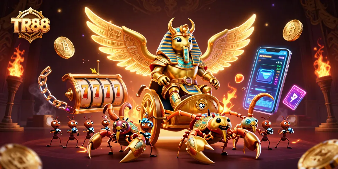 Engage in thrilling gameplay at TR88 with a vibrant 3D casino scene featuring rich slot games.