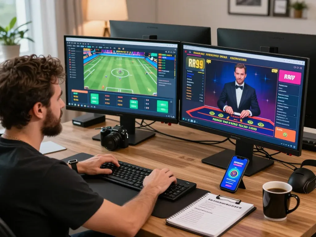 Engaged player enjoying live games at https://ledaonline.in.net/ during online gambling session with vibrant interface and modern setup.