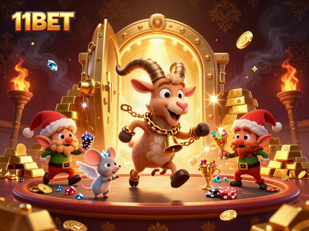 Experience thrilling gaming at 11BET with lively characters in a luxurious casino setting.