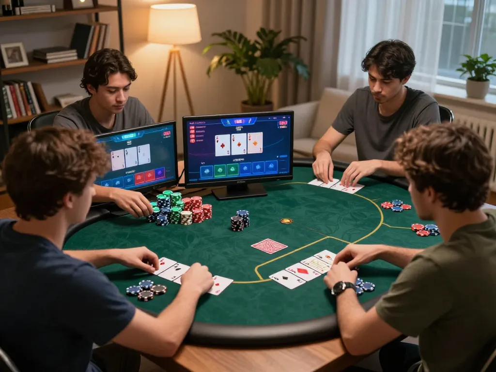 Engaging online poker gameplay at home with vipwin showing betting options and card strategies.