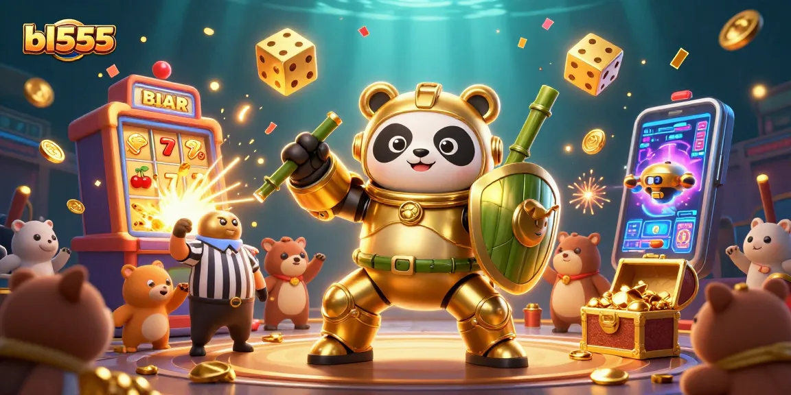 Engage with the excitement of bl555 casino through a vibrant 3D illustration bursting with action and casino elements.