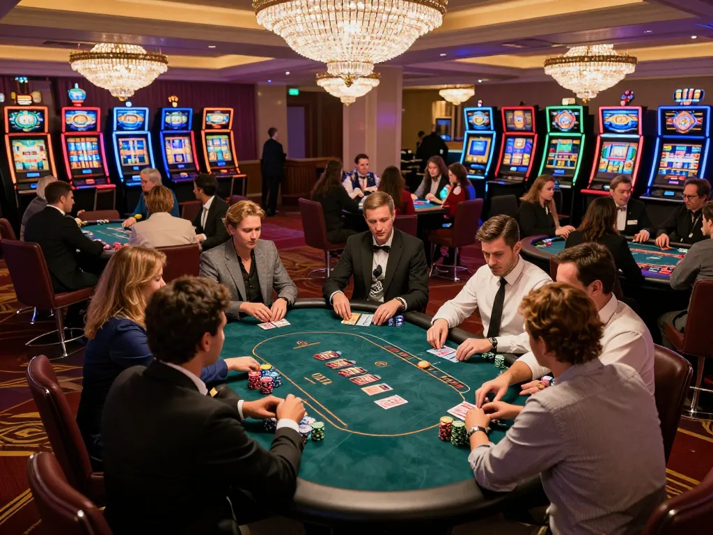 Menikmati permainan strategis di meja poker yang hidup di gg999 dengan tumpukan chip dan pemain yang terlibat.