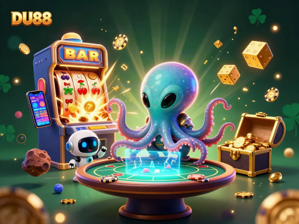 Play at DU88 and experience thrilling games with an alien octopus at a poker table!