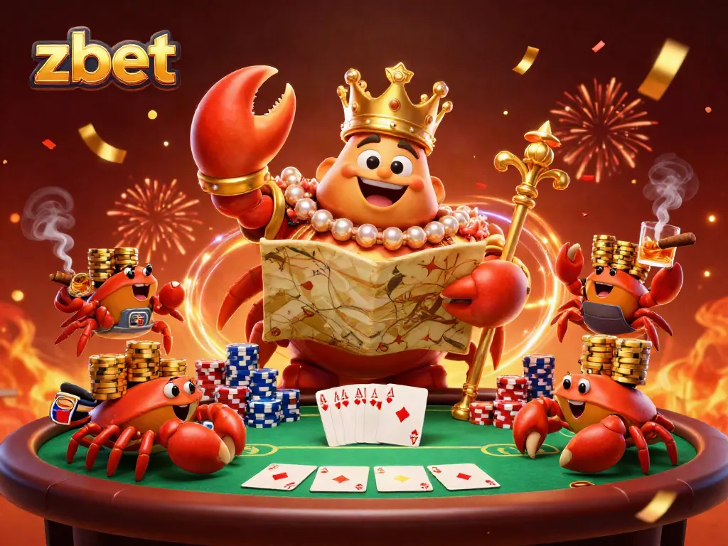 Experience thrilling gameplay at zbet's casino with a golden crab emperor in a vibrant scene.