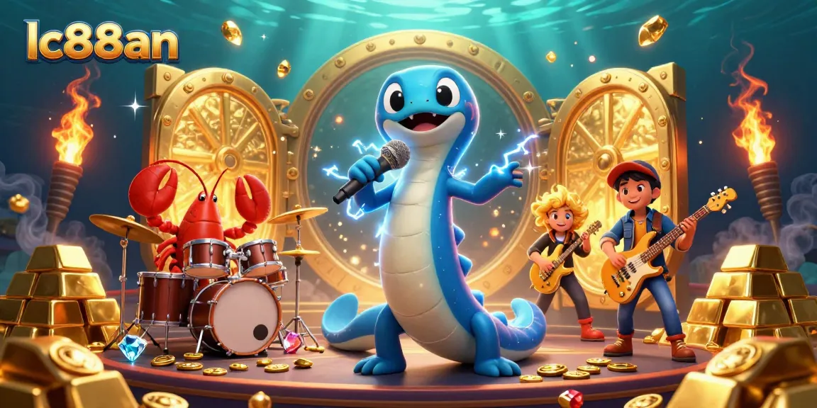 Experience the vibrant atmosphere of lc88an's underwater casino with a DJ electric eel and captivating characters.