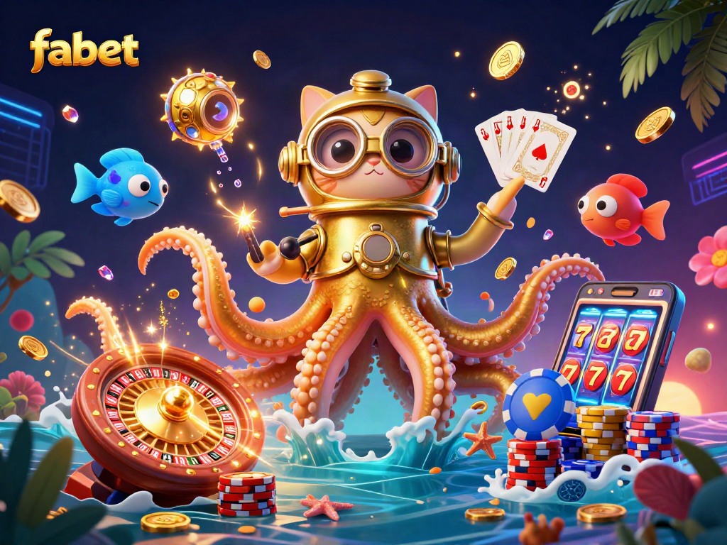 Experience thrilling wins at fabet with an engaging scene of a kraken and deep-sea adventure.