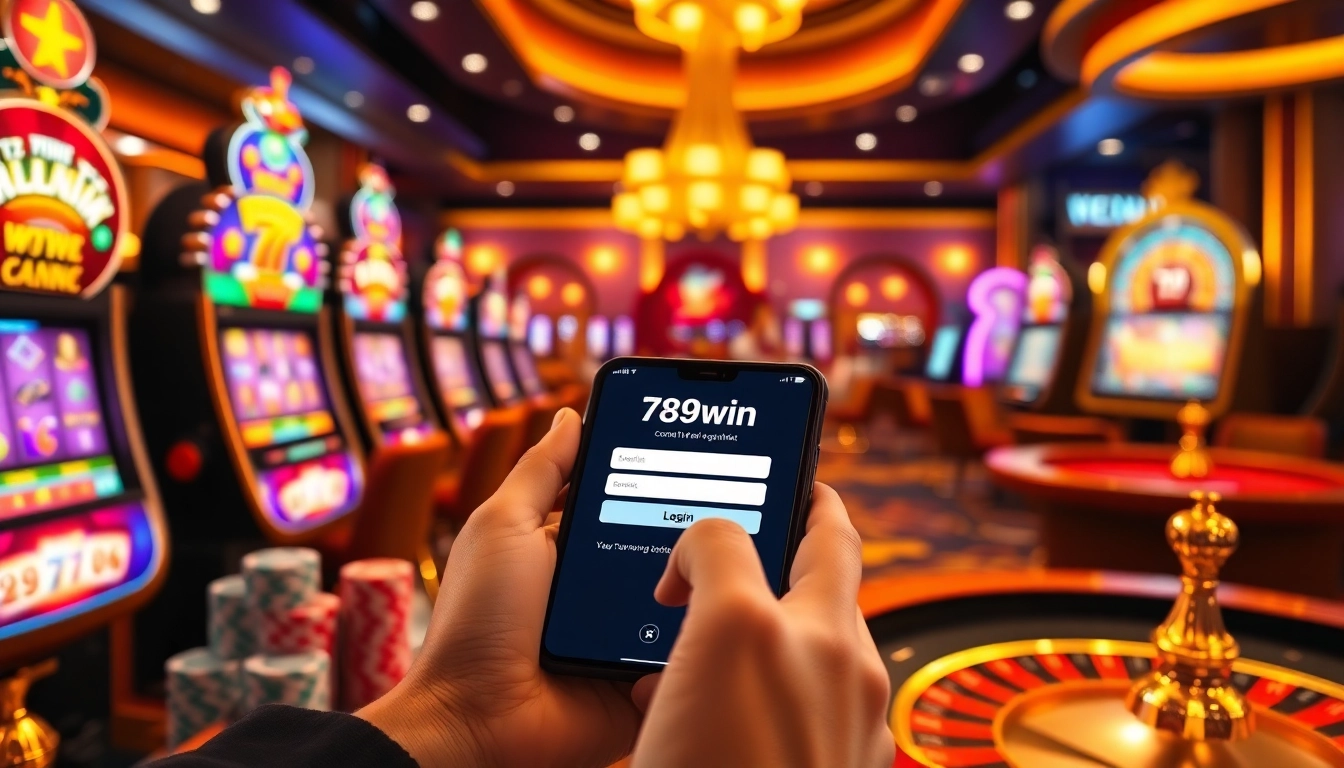 Engaging online gaming interface for 789win đăng nhập showcasing a luxurious casino atmosphere.