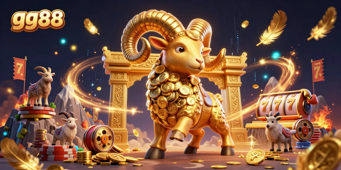 Experience thrilling wins at gg88 with a golden ram charging through a vibrant casino.