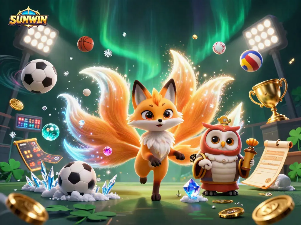 SUNWIN players immerse in thrilling gameplay amid vibrant spirit orbs and dynamic sports elements.