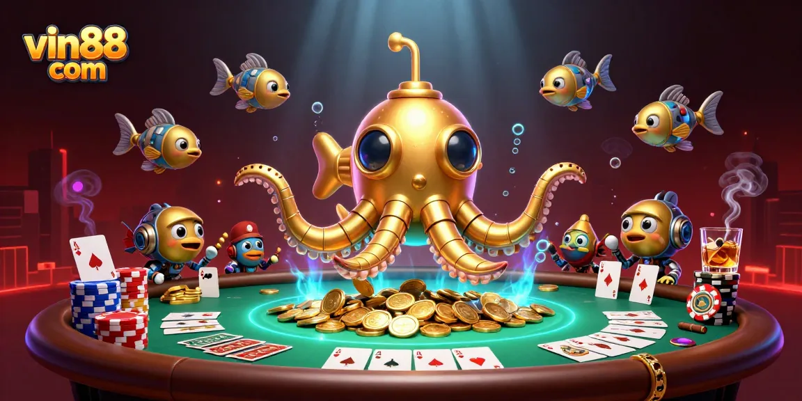Experience the excitement of vin88 com with a vibrant poker scene featuring unique characters.